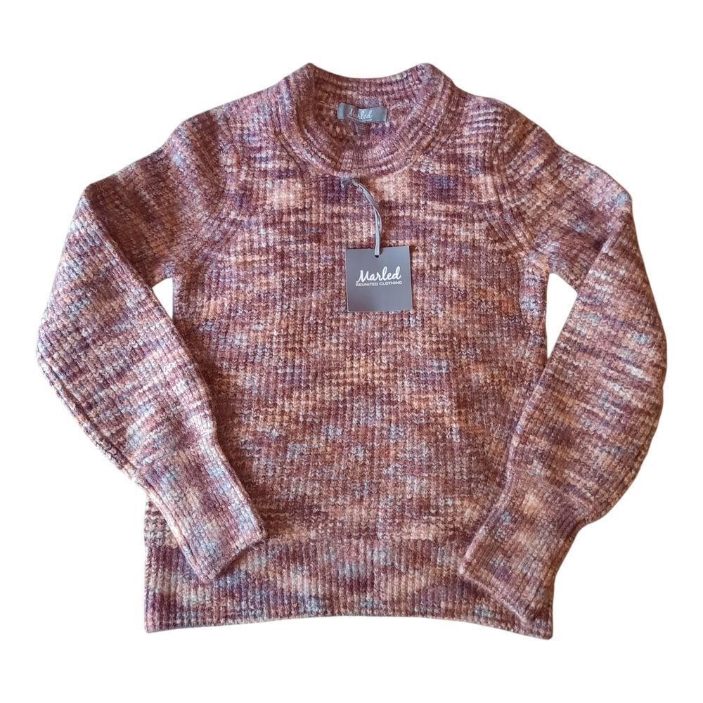 Marled Women's Maroon and Beige Knit Sweater